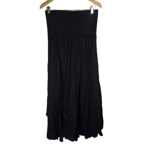 Nepal Palazzo Pant Pockets Black Neutral Goth Hippie Medium Wide Leg Lagenlook